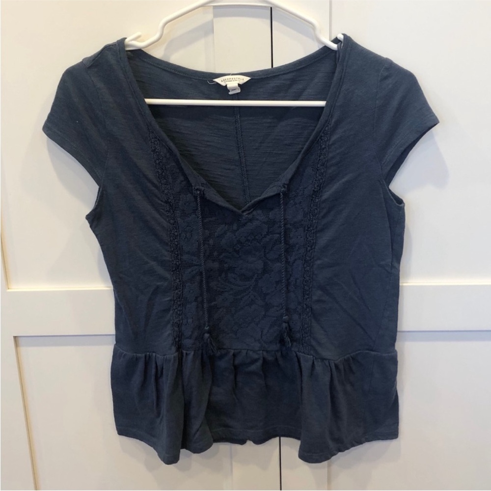 Aeropostale Blue Short Sleeve Peplum Top